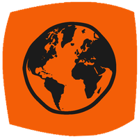 Illustration of a globe on orange background