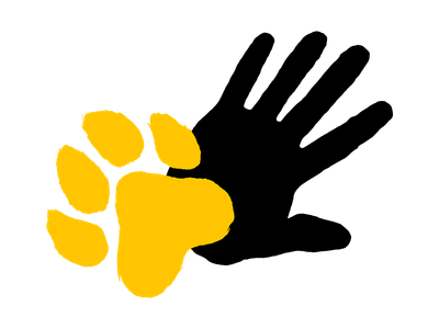 Illustration of a hand and paw
