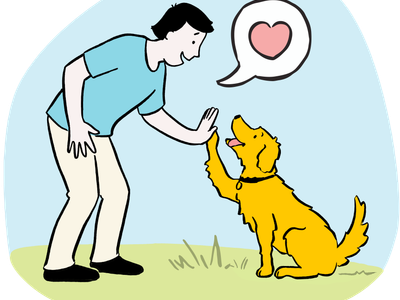 Illustration of dog high-pawing owner