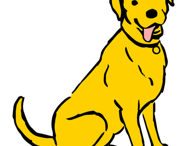 Illustration of a Golden Labrador adult dog sitting with tongue out