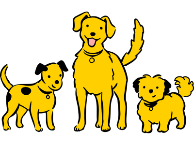 Illustration of group of dogs