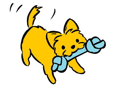 Illustration of dog playing with toy