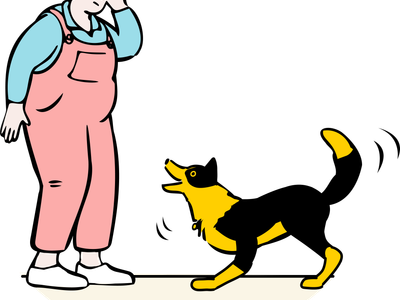 Illustration of dog with struggling owner