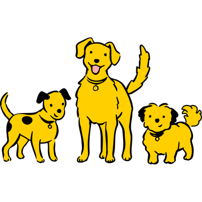 Illustration of group of dogs