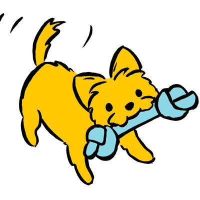 Illustration of dog playing with toy