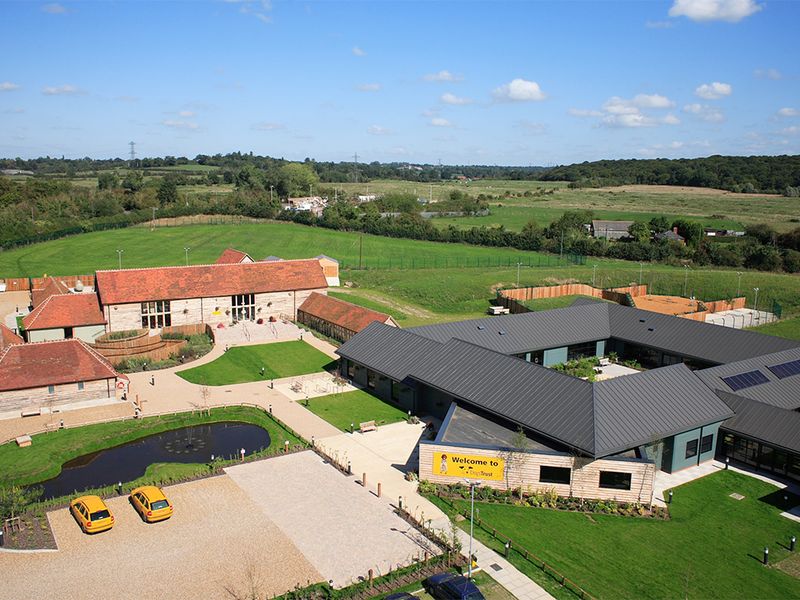 Harefield Rehoming Centre exterior at a drone birdseye view of the whole lot.