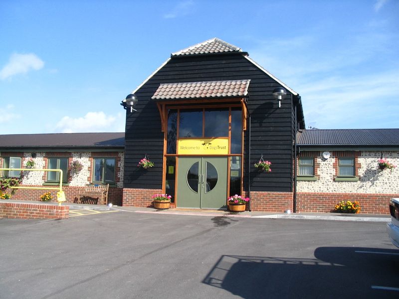 Salisbury Rehoming Centre exterior building at the reception entrance.