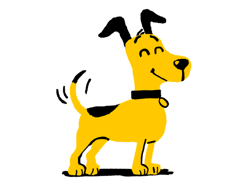 Illustration of Homer standing - tail wagging