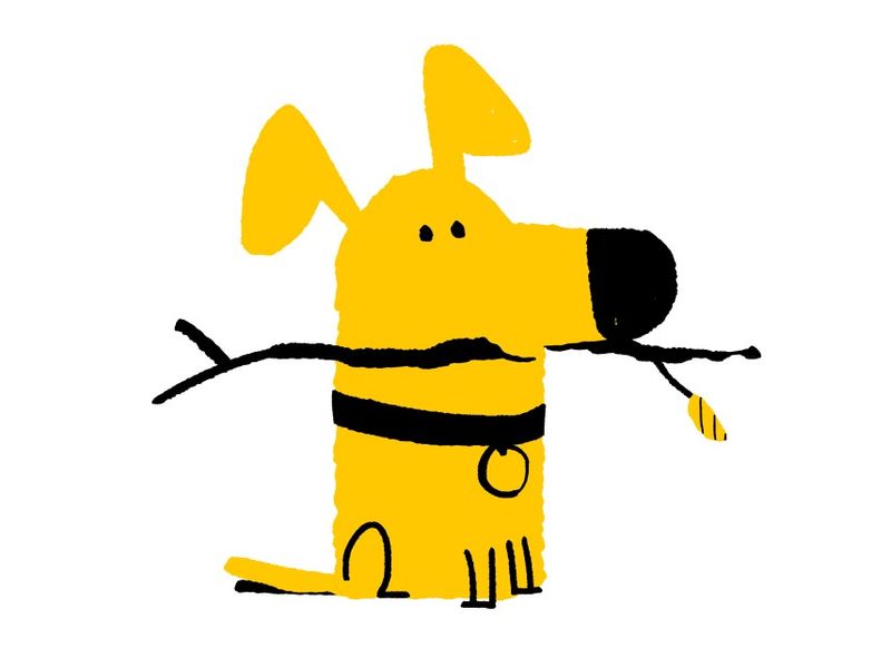 Illustration of a dog with a stick