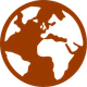 an illustration of a globe in a reddy brown colour