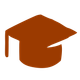 illustration of a graduation cap in a reddy brown colour