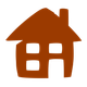 an illustration of a house in a reddy brown colour