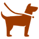 illustration of a dog standing on lead in a reddy brown colour