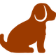 an illustration of a puppy sitting in a reddy brown colour